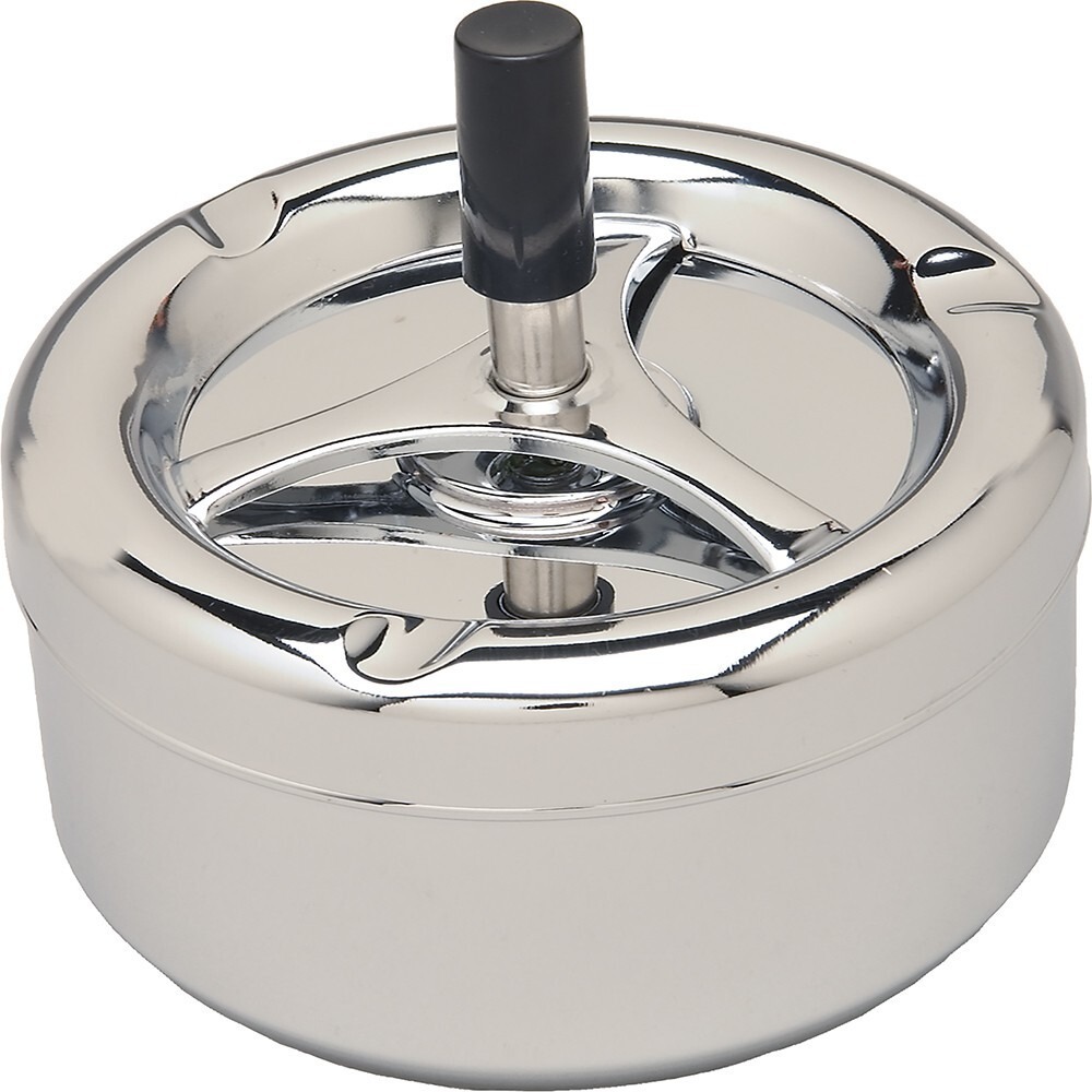 Fujima 5" Chrome Round Spinning Ashtray